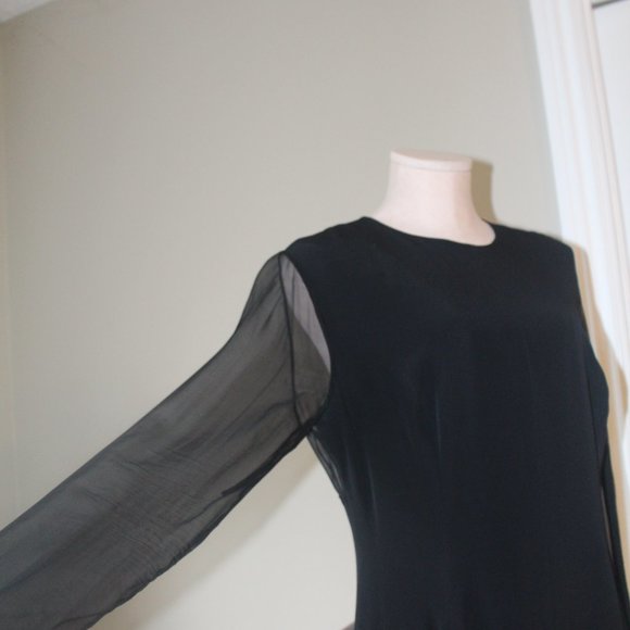 Louis Feraud Long black silk dress made by Joy Cherry size 42 - Picture 4 of 15
